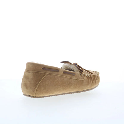 Minnetonka Petra Trapper 40683 Womens Beige Suede Loafer Slippers Shoes