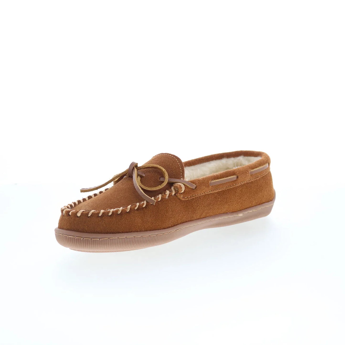 Minnetonka Pile Lined Hard 3502H Womens Brown Suede Moccasin Slippers Shoes