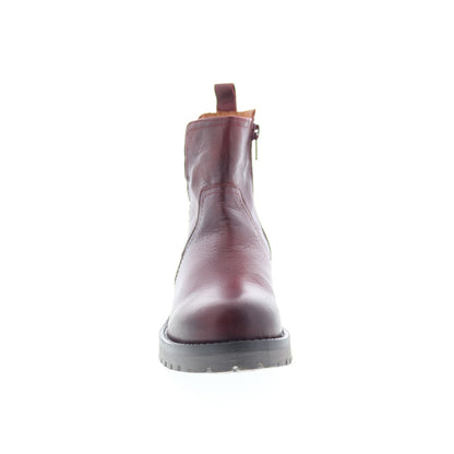 Miz Mooz Poolie Womens Burgundy Leather Zipper Ankle & Booties Boots