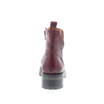 Miz Mooz Poolie Womens Burgundy Leather Zipper Ankle & Booties Boots
