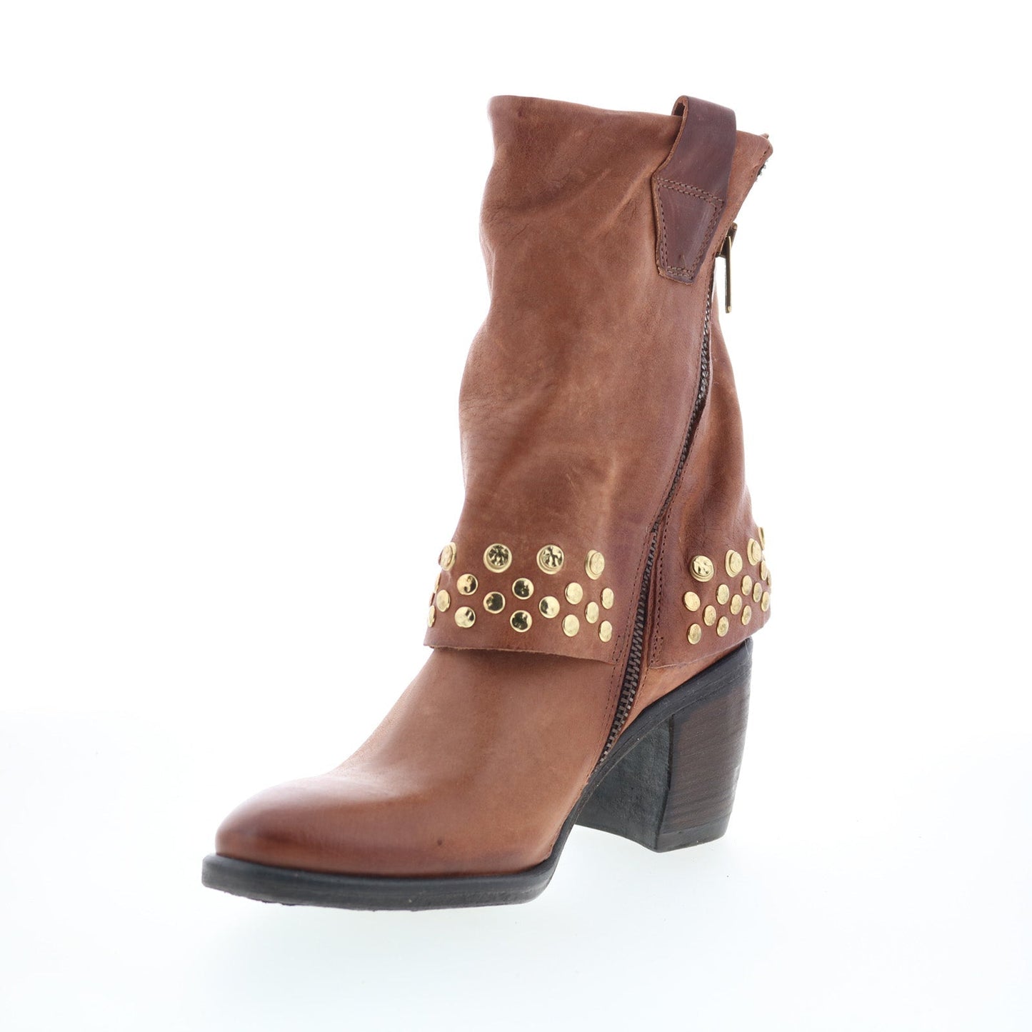 A.S. 98 Rayne Womens Brown Leather Zipper Ankle & Booties Boots
