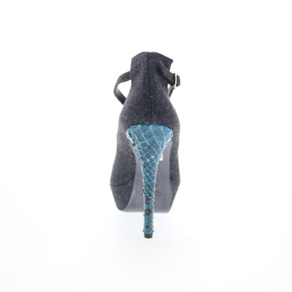 RD Company W-RD24 Womens Gray Canvas Hook & Loop Pumps Heels Shoes