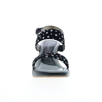 David Tate Rome Womens Black Narrow Leather Hook & Loop Wedges Heels Shoes