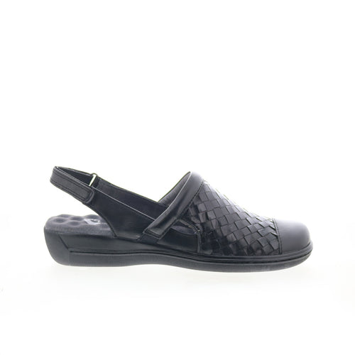 Softwalk Salina Woven S1365-001 Womens Black Narrow Clog Flats Shoes