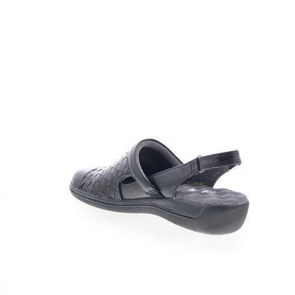 Softwalk Salina Woven S1365-001 Womens Black Narrow Clog Flats Shoes