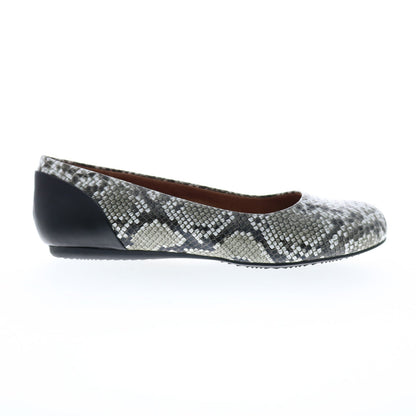 Softwalk Sonoma S1862-028 Womens Gray Narrow Leather Ballet Flats Shoes