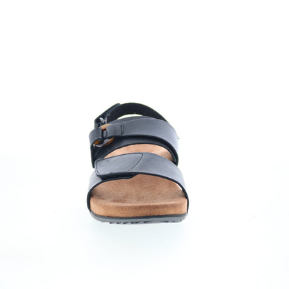 Softwalk Benissa S2001-001 Womens Black Leather Strap Sandals Shoes