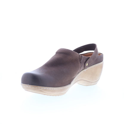 SoftWalk Marquette S2108-211 Womens Brown Leather Clog Flats Shoes