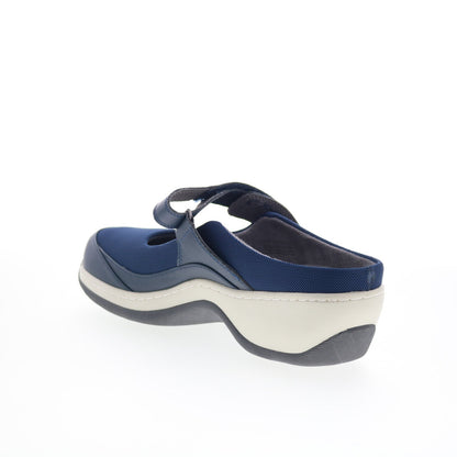 SoftWalk Arcadia S2200-400 Womens Blue Leather Strap Clog Flats Shoes