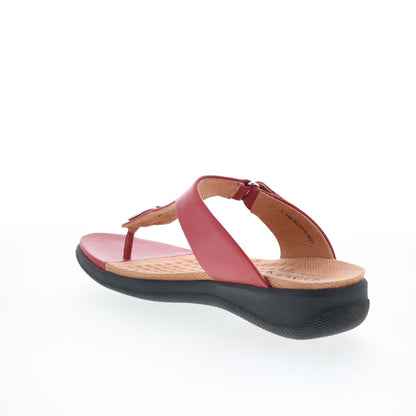 SoftWalk Talara S2215-601 Womens Red Leather Strap Thong Sandals Shoes