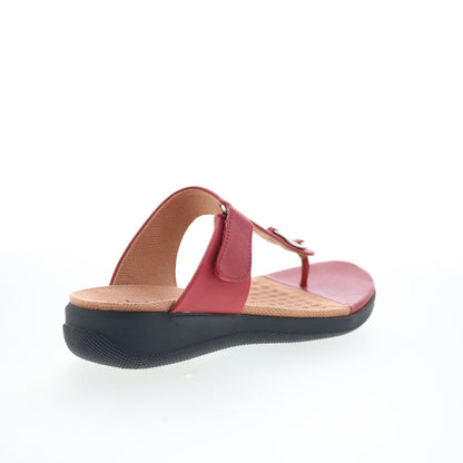 SoftWalk Talara S2215-601 Womens Red Leather Strap Thong Sandals Shoes