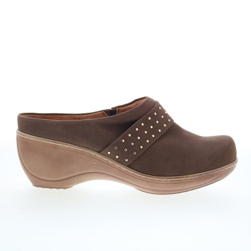 SoftWalk Marana S2312-211 Womens Brown Nubuck Slip On Clog Flats Shoes