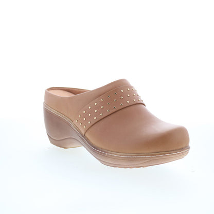 SoftWalk Marana S2312-253 Womens Brown Leather Slip On Clog Flats Shoes