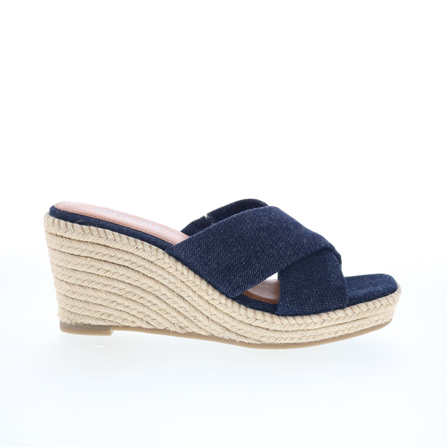 SoftWalk Hastings S2324-486 Womens Blue Canvas Wedges Sandals Shoes