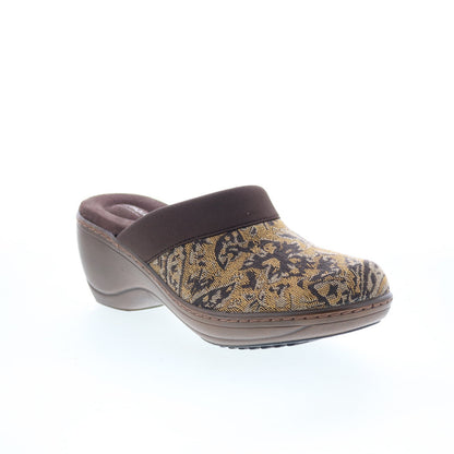 Softwalk Murietta S6015-960 Womens Brown Narrow Canvas Clog Flats Shoes