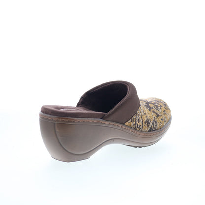 Softwalk Murietta S6015-960 Womens Brown Narrow Canvas Clog Flats Shoes