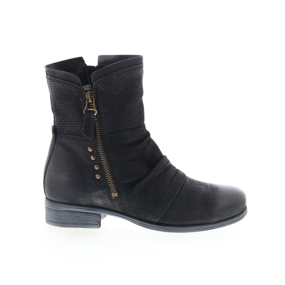 Miz Mooz Sandi Womens Black Leather Zipper Casual Dress Boots