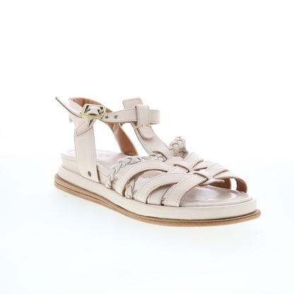 A.S. 98 Saul Womens Beige Leather Hook & Loop Strap Sandals Shoes
