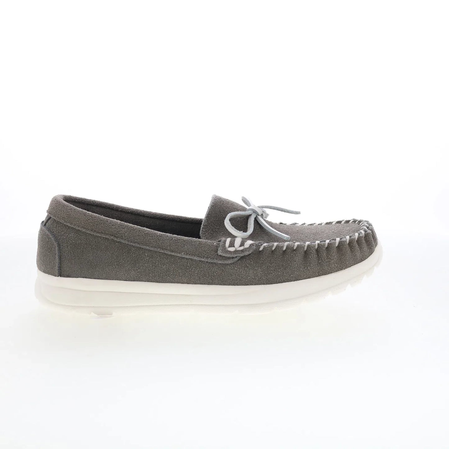Minnetonka Scout 61027 Womens Gray Suede Slip On Loafer Flats Shoes