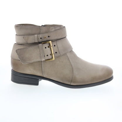 Miz Mooz Shermie Womens Gray Leather Zipper Ankle & Booties Boots