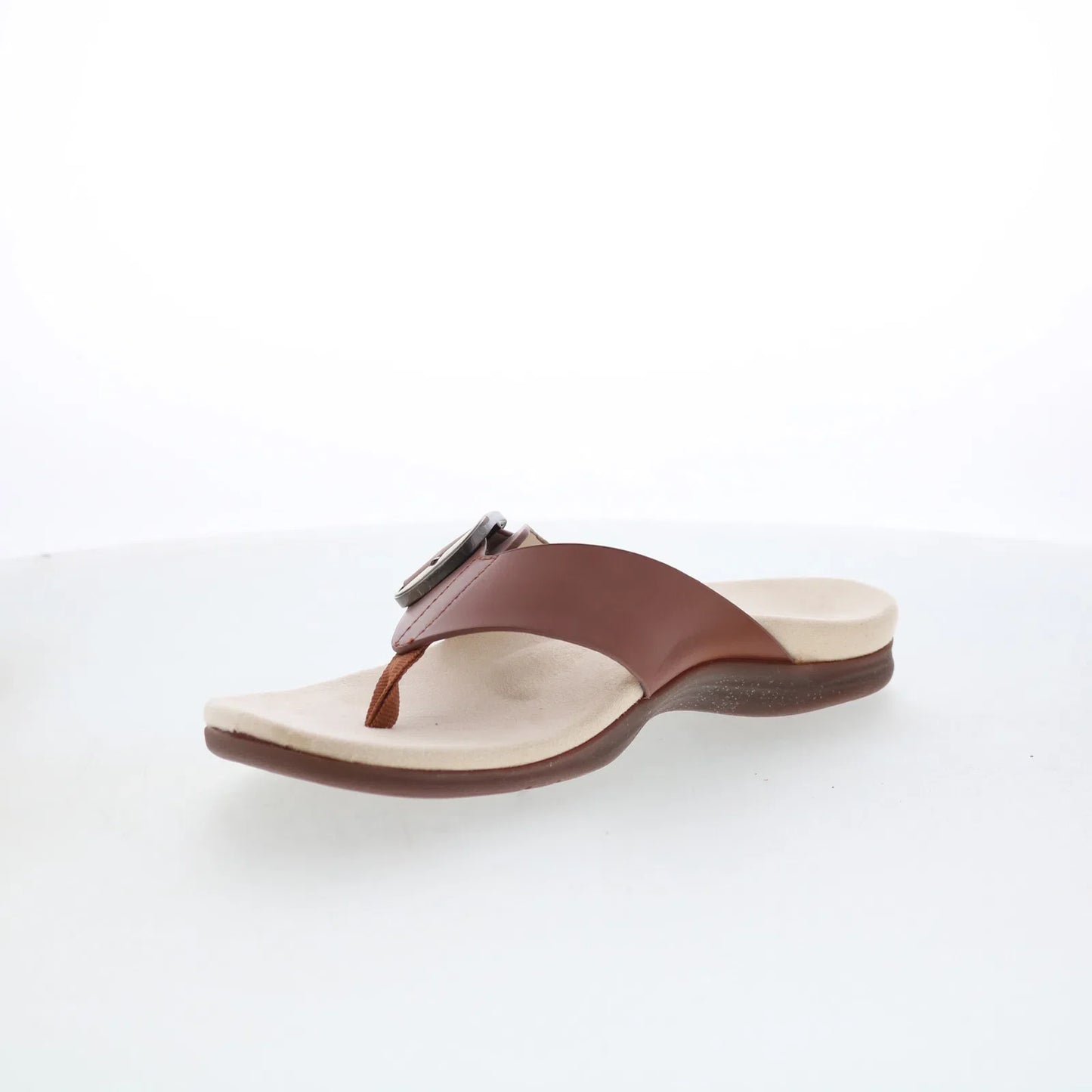 Spenco Sierra SP1068SAD Womens Brown Leather Flip-Flops Sandals Shoes