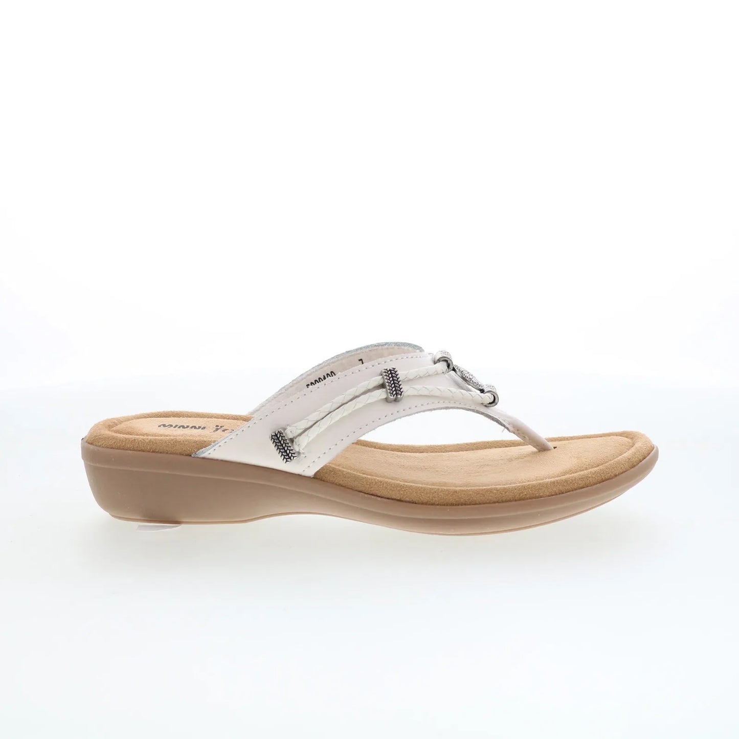 Minnetonka Silverbay 5909100 Womens White Leather Flip-Flops Sandals Shoes
