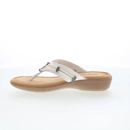 Minnetonka Silverbay 5909100 Womens White Leather Flip-Flops Sandals Shoes