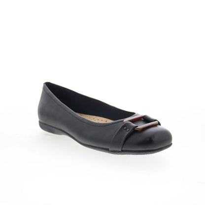 Trotters Sizzle Signature T1251-093 Womens Black Leather Ballet Flats Shoes