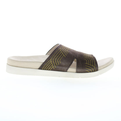 Spenco Twilight Ellie SP1070FFR Womens Brown Suede Slides Sandals Shoes