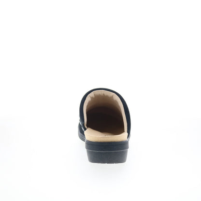 Spenco Topanga Clog SP1097BLK Womens Black Suede Slip On Clog Flats Shoes