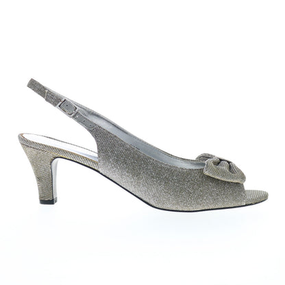 David Tate Spirit Womens Gray Narrow Canvas Slingback Heels Shoes