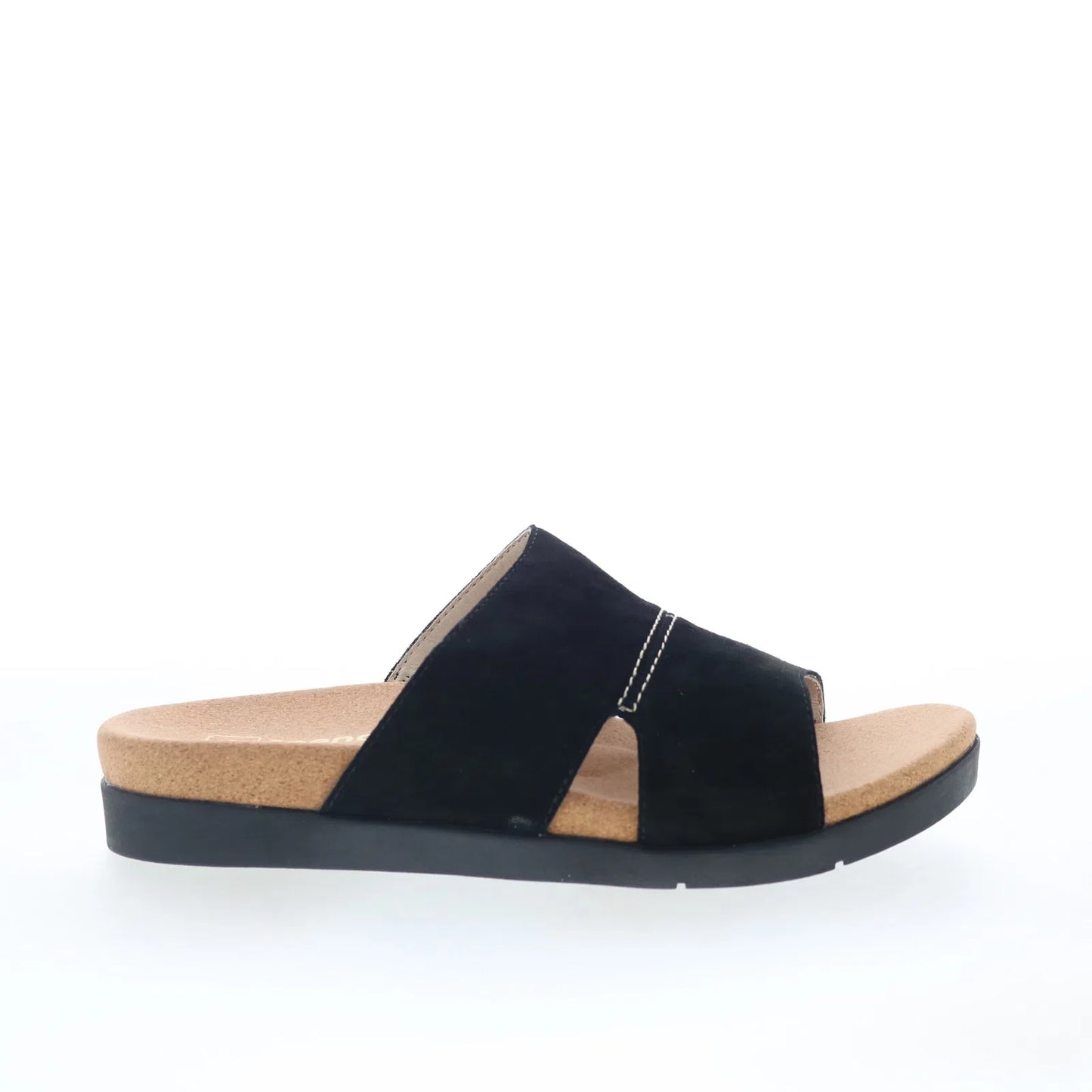 Spenco Sunrise Slide SP1218BLK Womens Black Wide Nubuck Slides Sandals Shoes