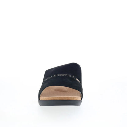 Spenco Sunrise Slide SP1218BLK Womens Black Wide Nubuck Slides Sandals Shoes