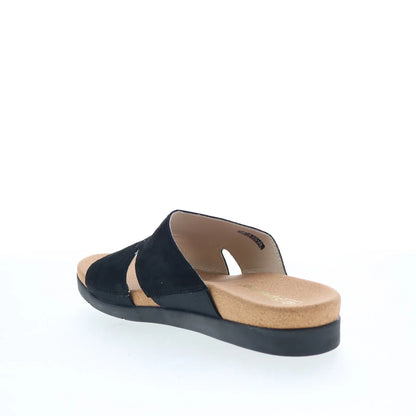 Spenco Sunrise Slide SP1218BLK Womens Black Wide Nubuck Slides Sandals Shoes