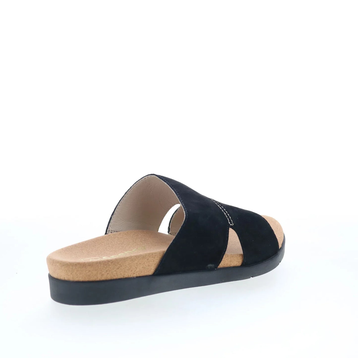 Spenco Sunrise Slide SP1218BLK Womens Black Wide Nubuck Slides Sandals Shoes