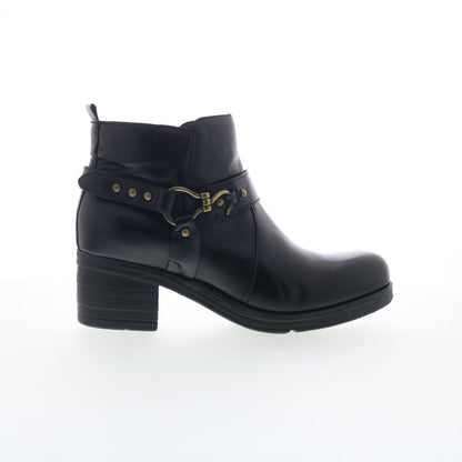 Miz Mooz Sydni Womens Black Leather Zipper Ankle & Booties Boots