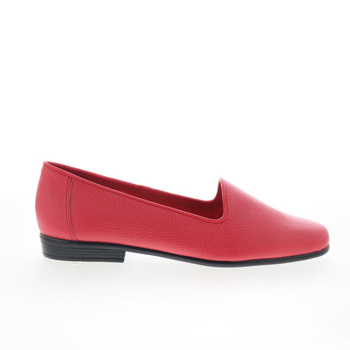 Trotters Liz Tumbled T1807-600 Womens Red Synthetic Loafer Flats Shoes