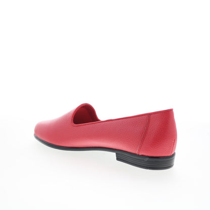 Trotters Liz Tumbled T1807-600 Womens Red Synthetic Loafer Flats Shoes