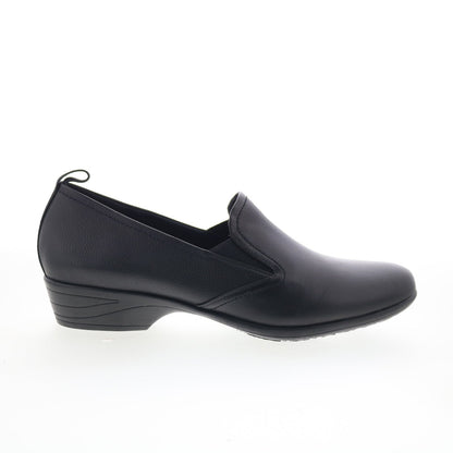 Trotters Reggie T2065-001 Womens Black Leather Slip On Loafer Flats Shoes