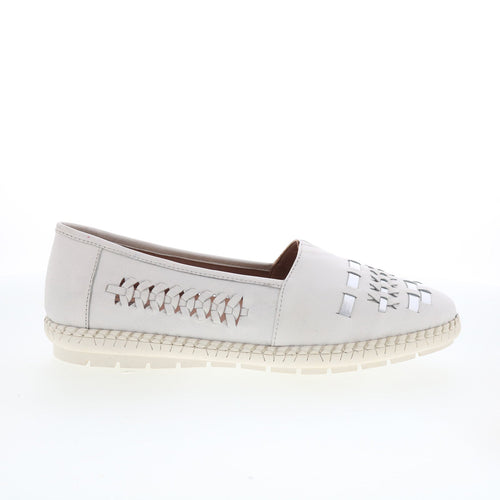 Trotters Rory T2209-102 Womens White Leather Slip On Loafer Flats Shoes