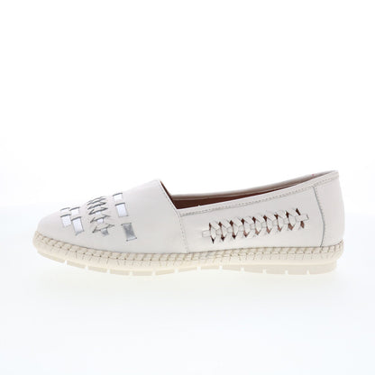 Trotters Rory T2209-102 Womens White Leather Slip On Loafer Flats Shoes