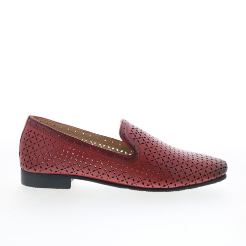 Trotters Ginger T2219-600 Womens Red Leather Slip On Loafer Flats Shoes