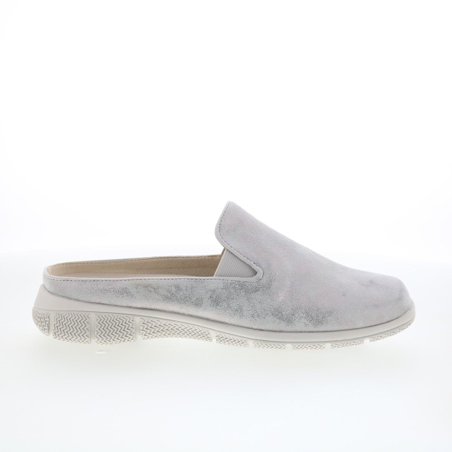Trotters Uma T2238-044 Womens Silver Leather Slip On Mule Flats Shoes
