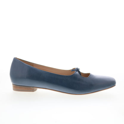 Trotters Honesty T2241-400 Womens Blue Leather Slip On Ballet Flats Shoes