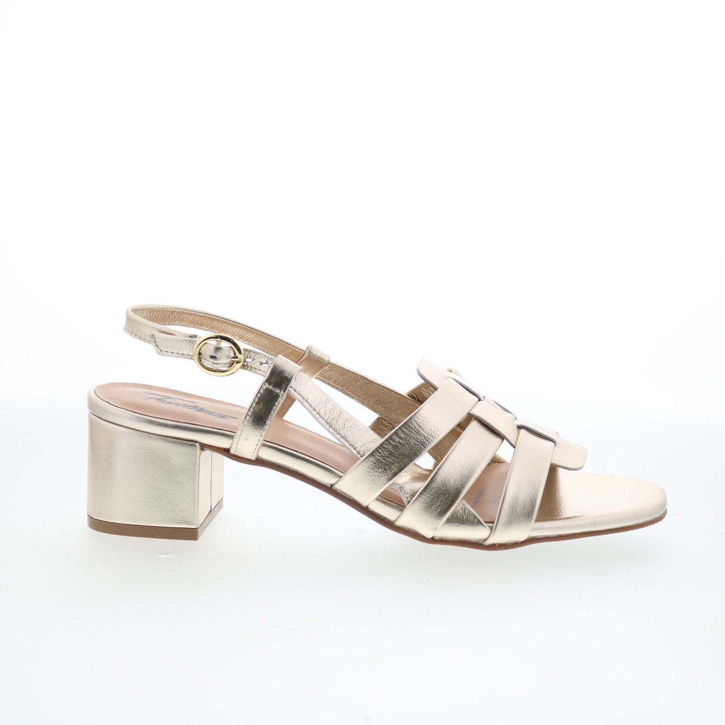 Trotters Luna T2313-709 Womens Gold Leather Heeled Sandals Shoes