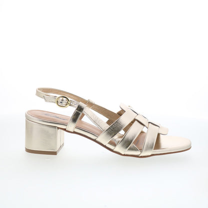 Trotters Luna T2313-709 Womens Gold Leather Heeled Sandals Shoes