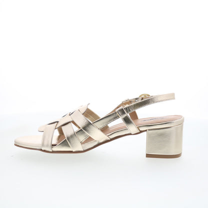 Trotters Luna T2313-709 Womens Gold Leather Heeled Sandals Shoes