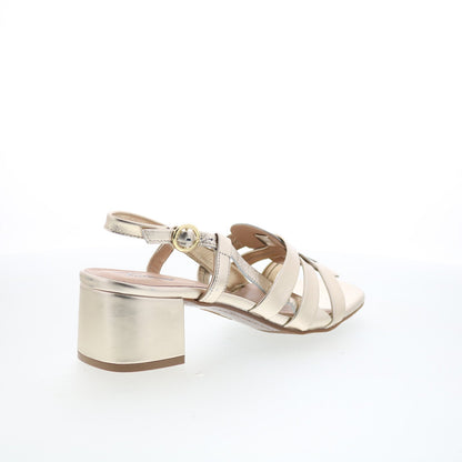 Trotters Luna T2313-709 Womens Gold Leather Heeled Sandals Shoes