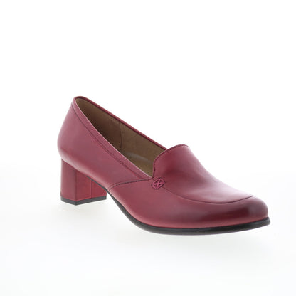Trotters Cassidy T2352-642 Womens Red Leather Slip On Pumps Heels Shoes