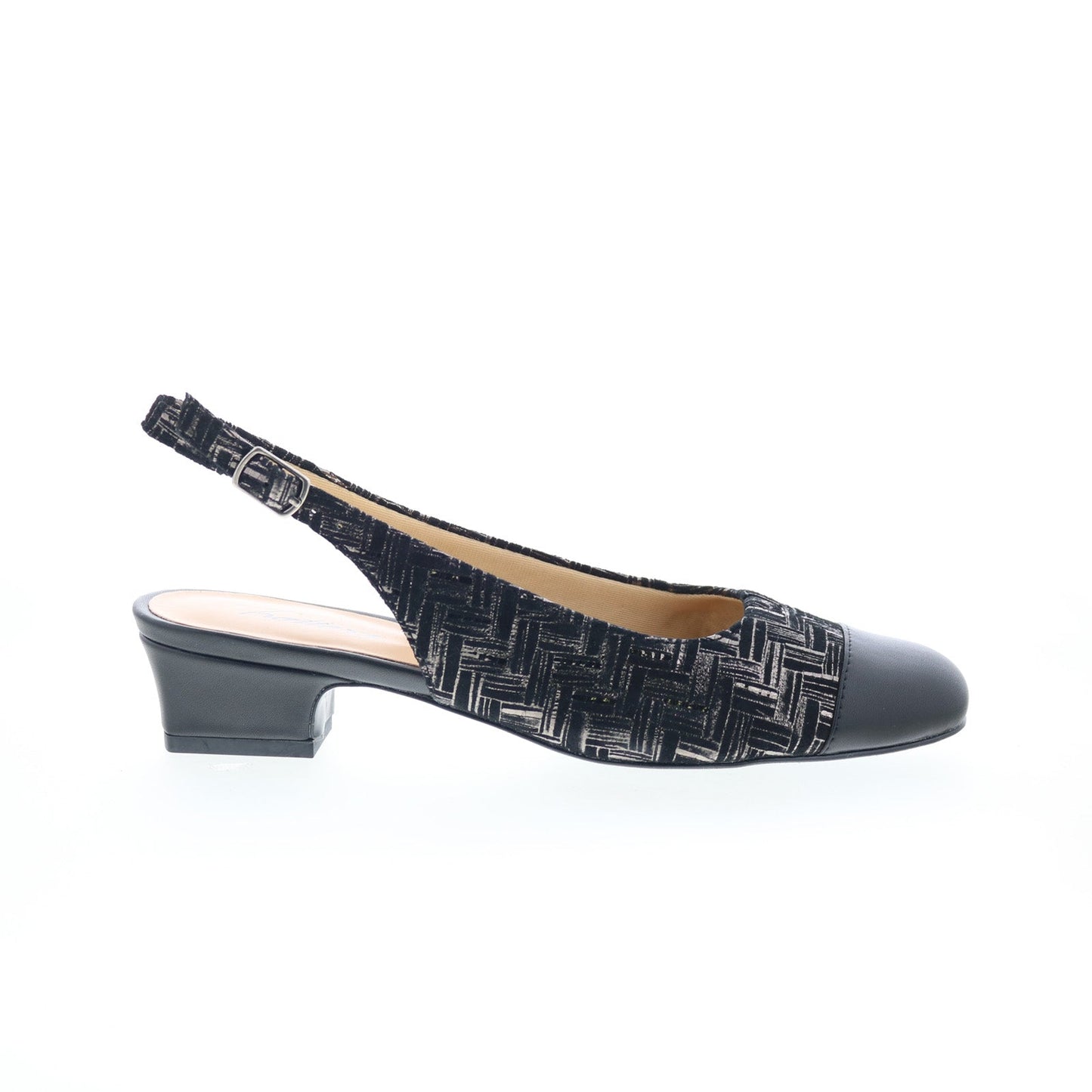 Trotters Dea T7001-013 Womens Black Leather Slingback Heels Shoes
